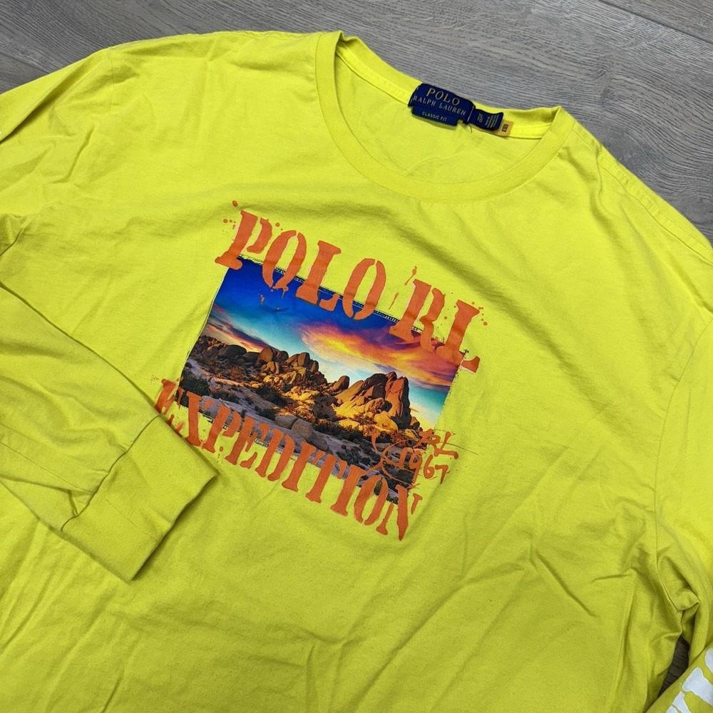 Polo‎ Ralph Lauren Yellow Expedition L/S T Shirt Men Sz XL Classic